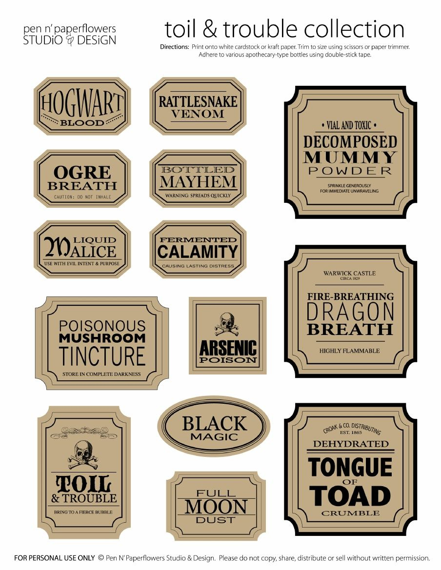 Apothecary Jar Labels | Toil &amp;amp; Trouble Collection (Page 3 for Free Printable Apothecary Jar Labels