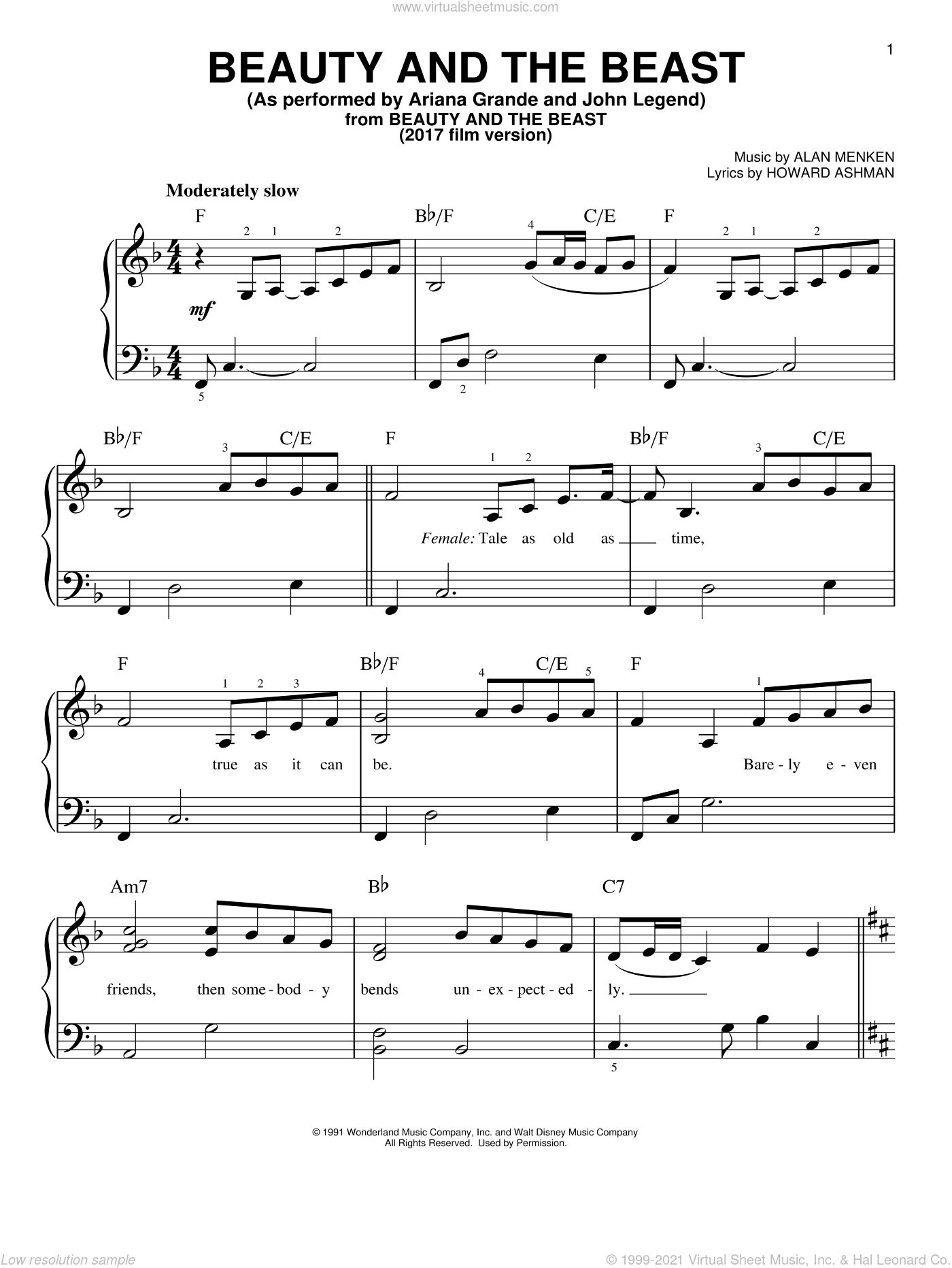 Ariana Grande &amp;amp; John Legend: Beauty And The Beast Sheet Music For throughout Beauty And The Beast Piano Sheet Music Free Printable