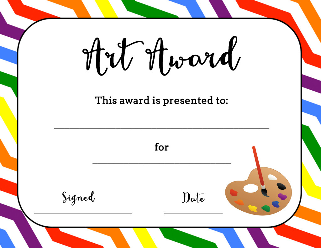 Art Award Certificate (Free Printable) – Art Is Basic | An for Free Printable Awards