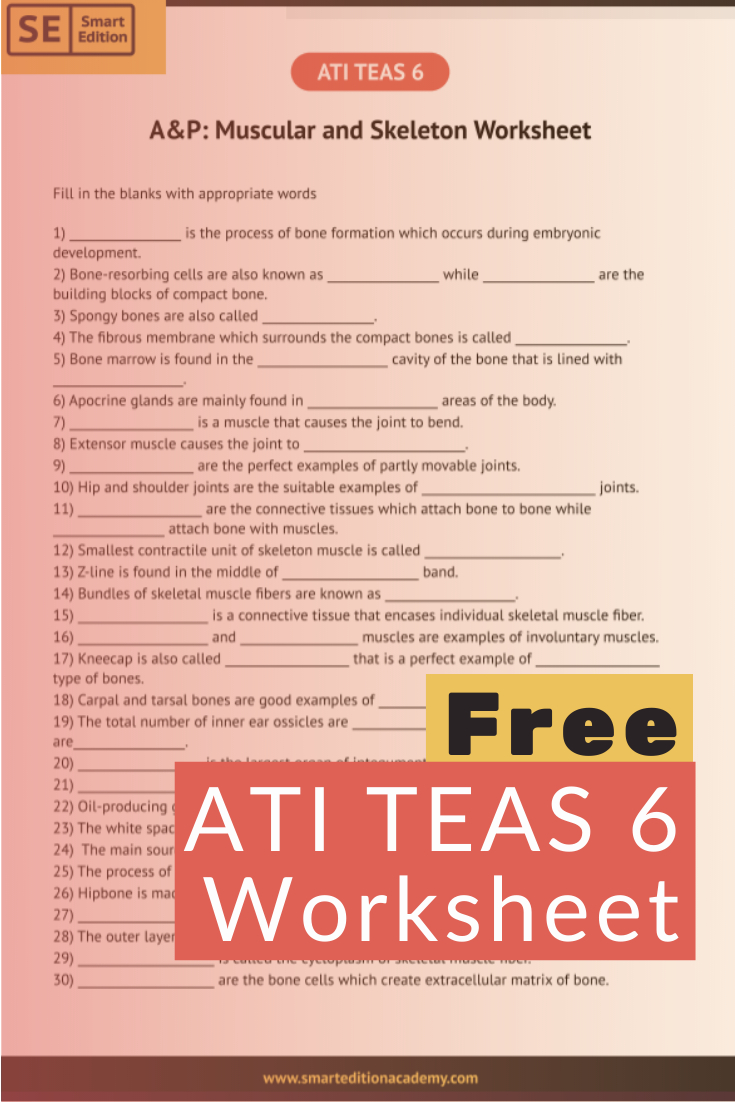 Ati Teas A&amp;P Worksheet - Free Download ~ Smart Edition Academy for Free Printable Teas Study Guide