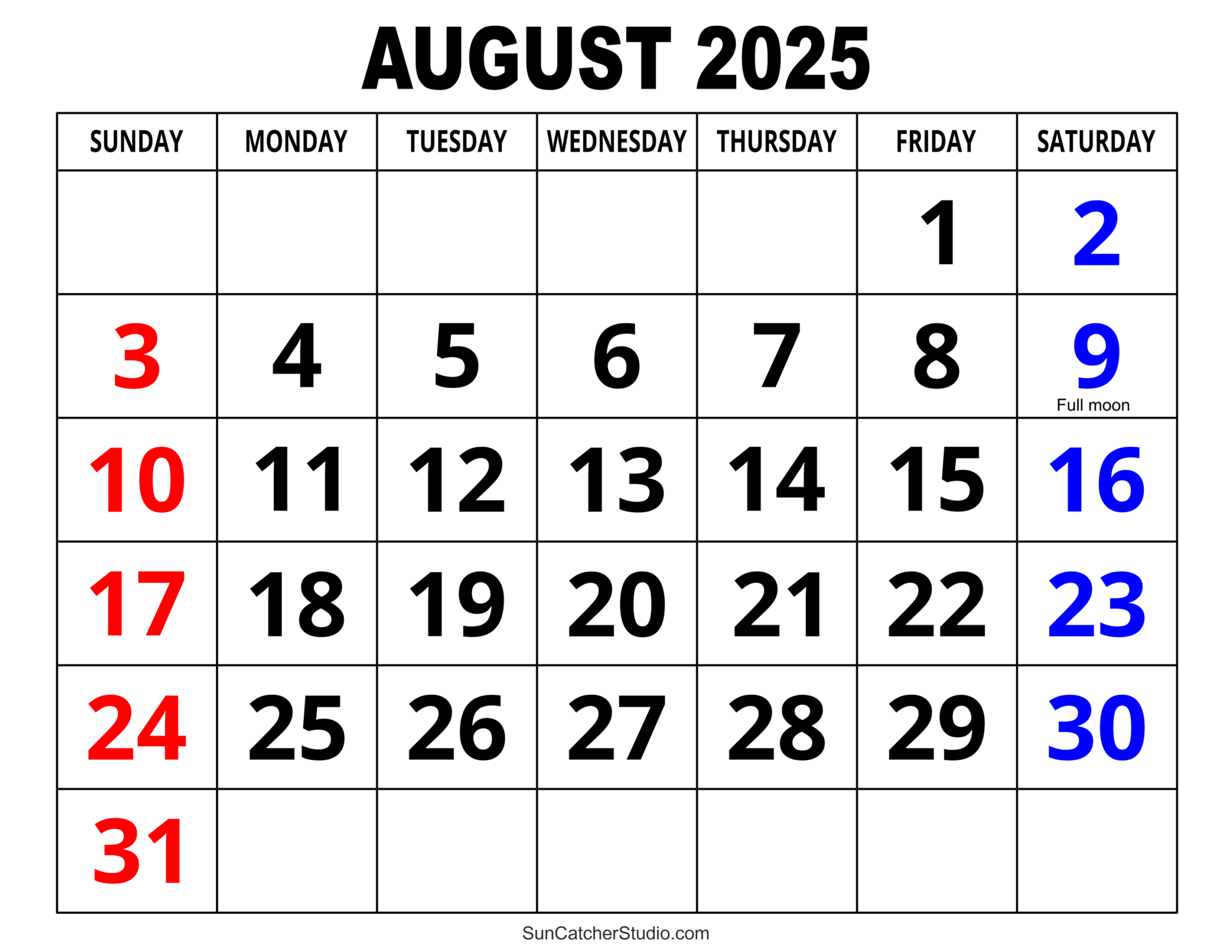 August 2025 Calendar (Free Printable) – Diy Projects, Patterns with Free Printable August 2025