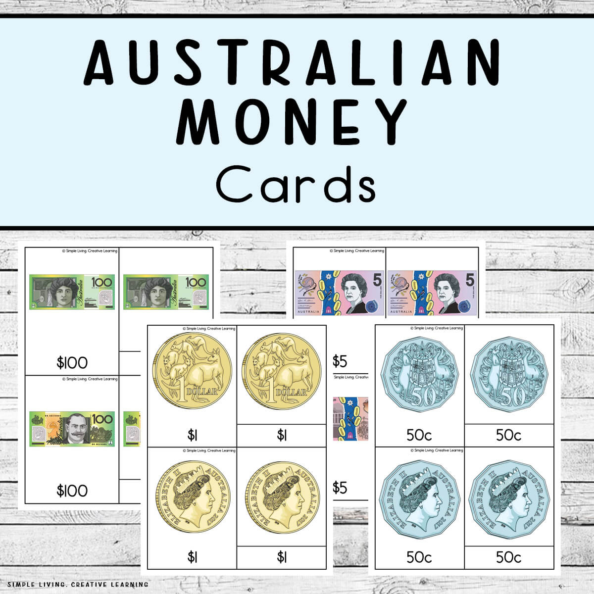 Australian Money Cards - Simple Living. Creative Learning for Free Printable Australian Notes