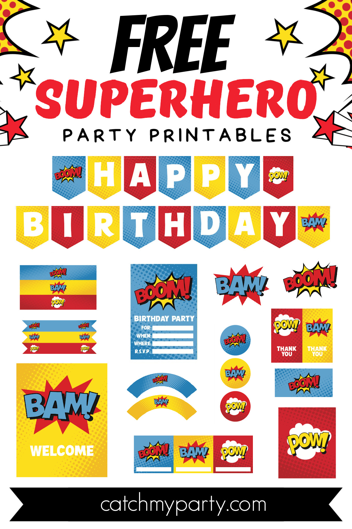 Awesome Superhero Party Printables (Free Download)! | Catch My Party in Free Superhero Party Printables