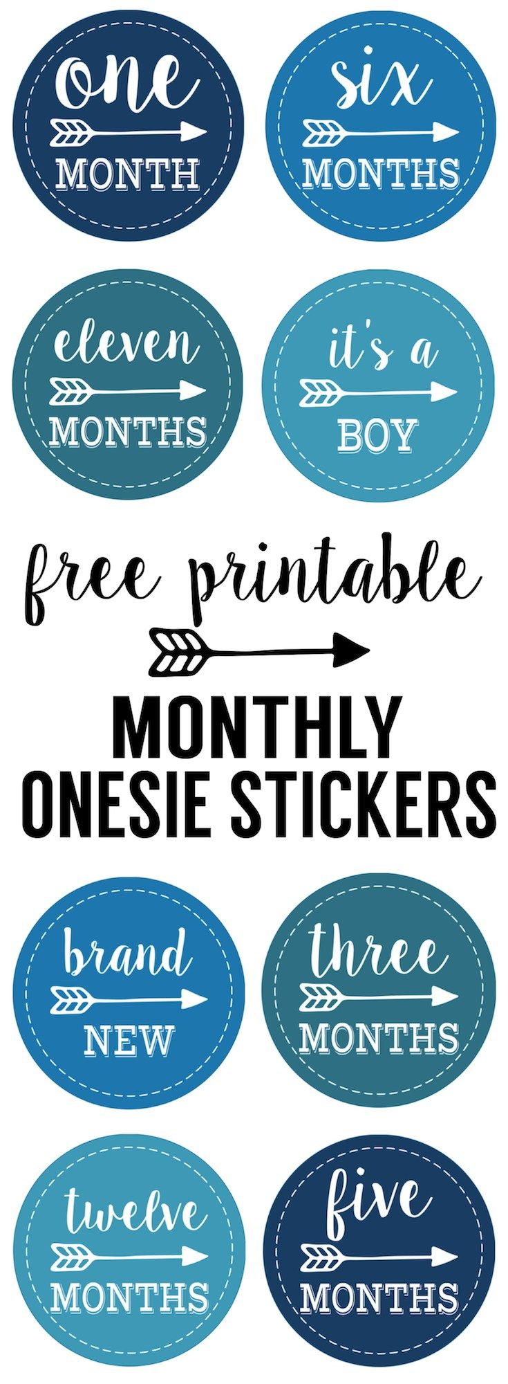 Baby Boy Monthly Onesie Stickers Free Printable - Paper Trail throughout Free Printable Baby Month Stickers