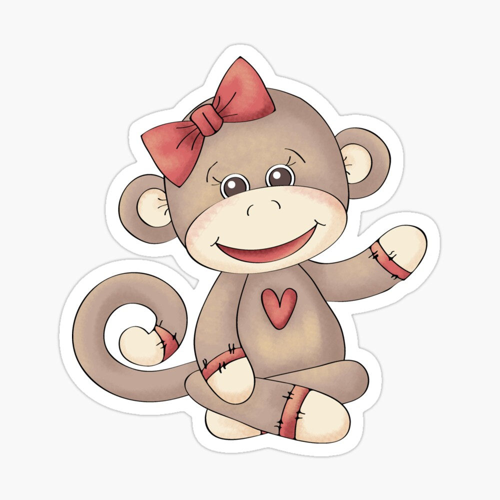 Baby Girl Sock Monkey | Art Print throughout Free Printable Sock Monkey Clip Art