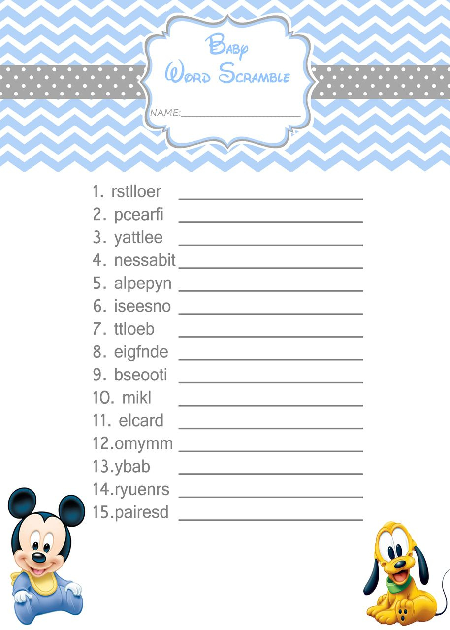 Baby Mickey Mouse Baby Shower Invitations Cute | Minnie Mouse Baby with Free Printable Mickey Mouse Baby Shower Games