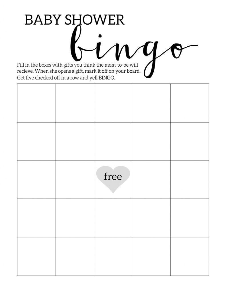 Baby Shower Bingo Printable Cards Template - Paper Trail Design for Free Printable Baby Shower Bingo Cards