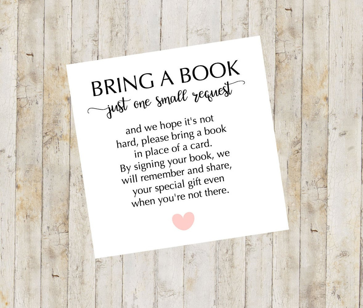 Baby Shower Printable, Baby Shower Bring A Book Card, Bring A Book Instead Of A Card, Bring A Book Baby Shower Insert pertaining to Bring A Book Instead Of A Card Free Printable