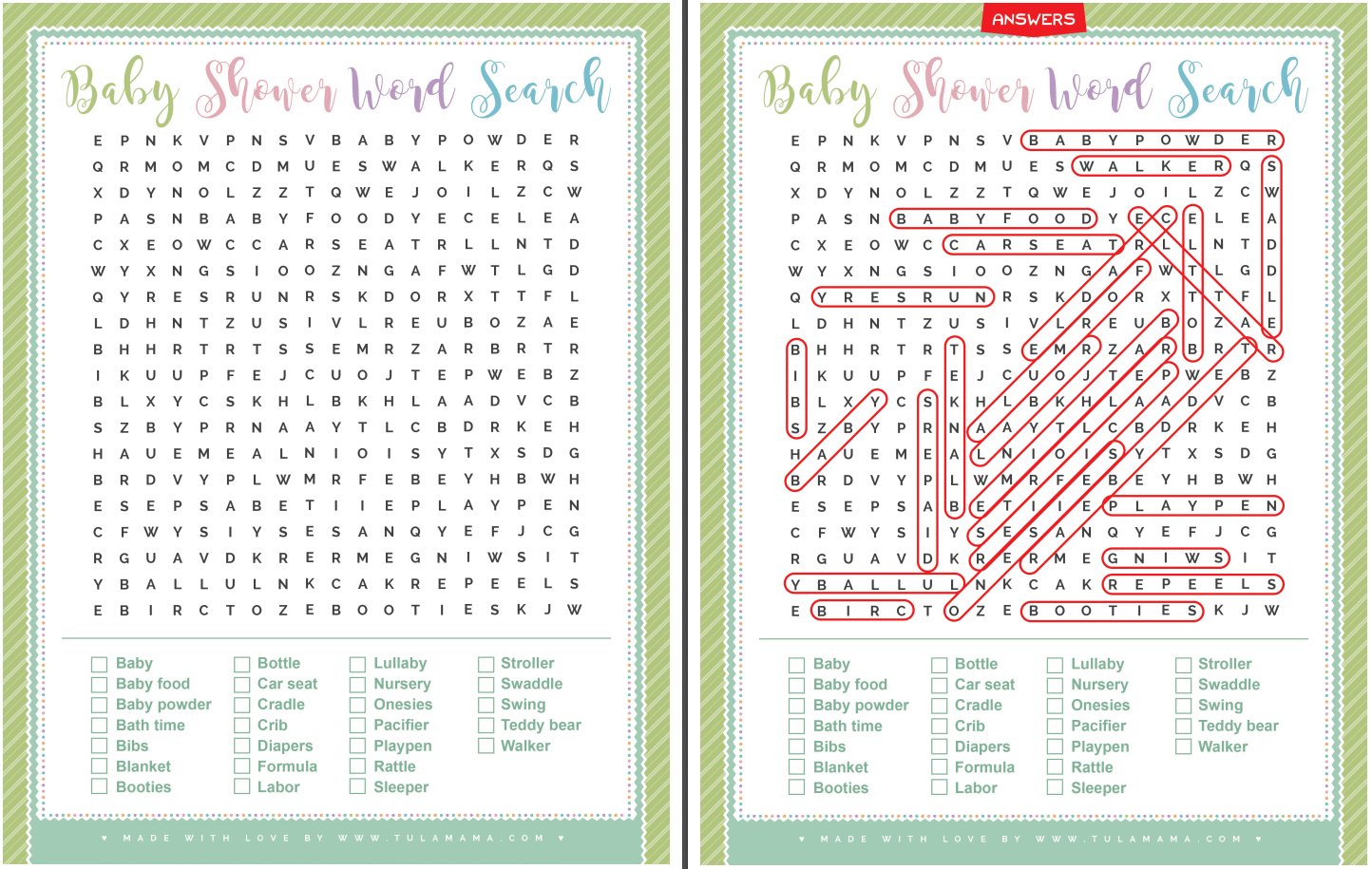 Baby Shower Word Search With Answer Key - Tulamama regarding Free Printable Baby Shower Word Search