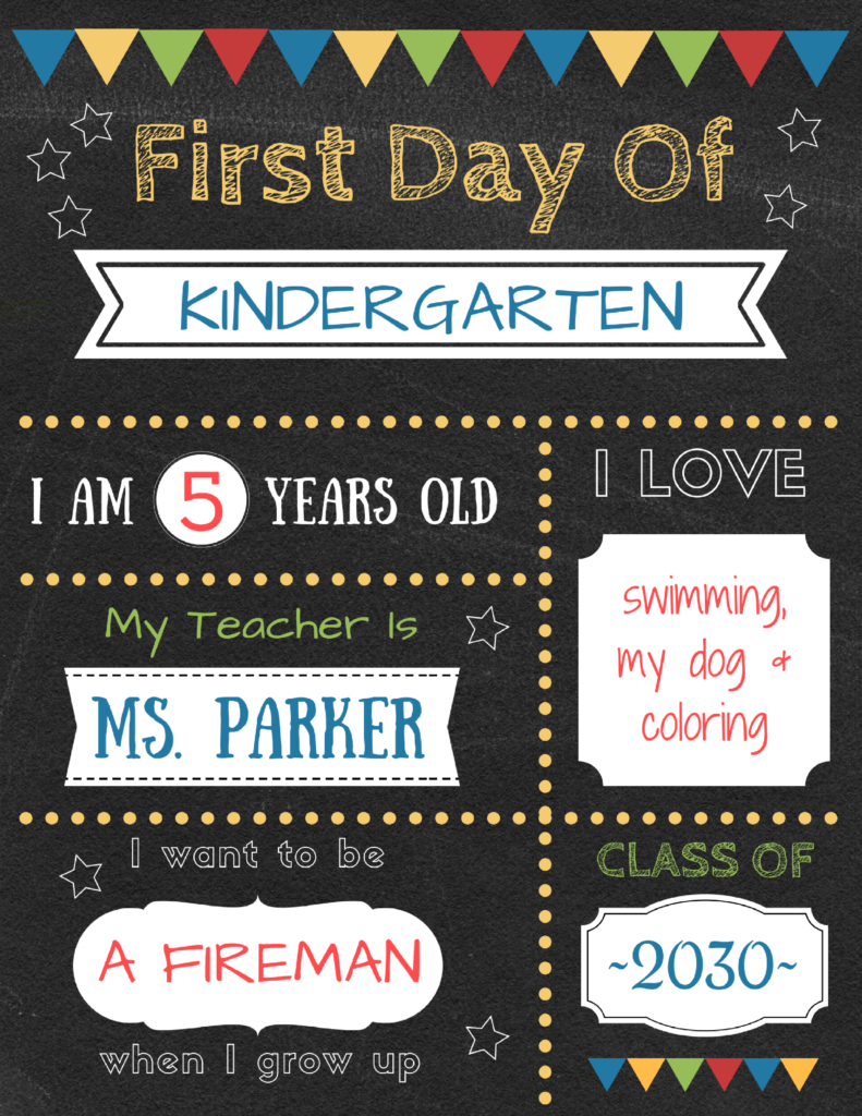 Back To School Chalkboard Sign 2017-2018 intended for My First Day Of Kindergarten Free Printable