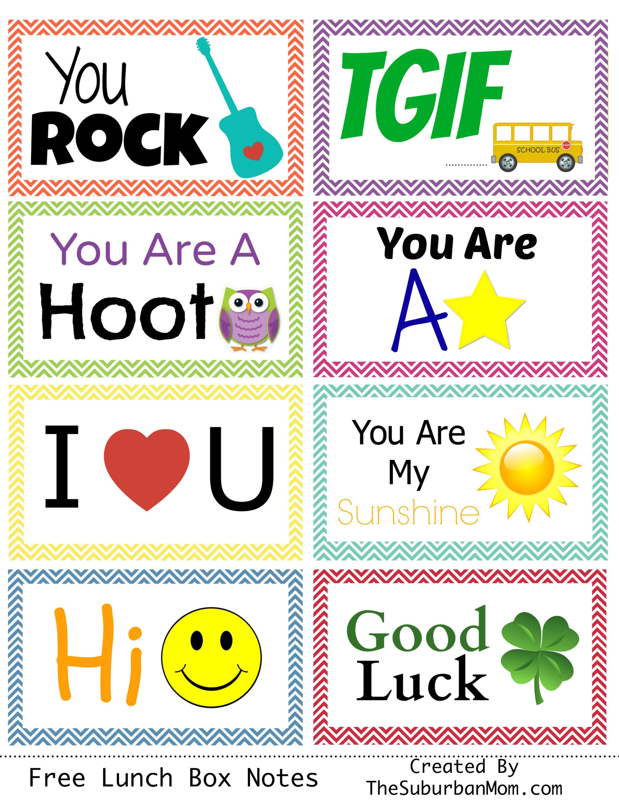 Back To School: Free Printable Lunch Box Notes - Thesuburbanmom with Free Printable Lunchbox Notes