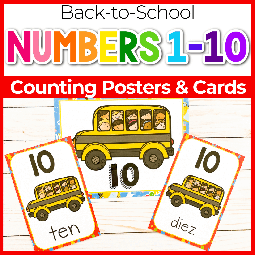 Back To School Theme Free Printable Number Posters 1-10 in Free Printable Number Posters