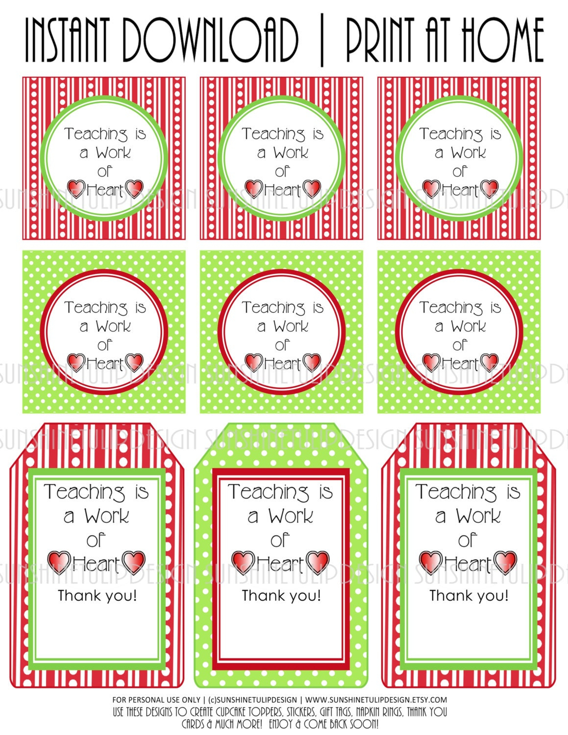 Baked Goods Teacher Appreciation Printable Gift Tagssunshinetulipdesign pertaining to Free Printable Tags for Teacher Appreciation