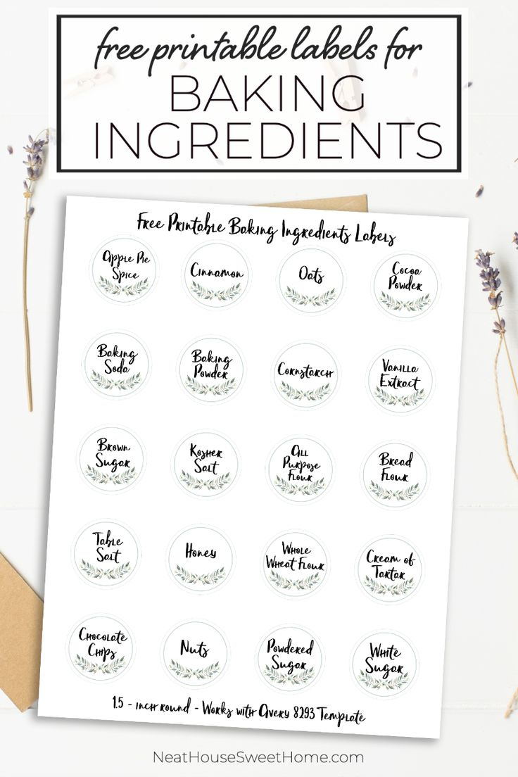 Baking Ingredients Labels • Neat House. Sweet Home® | Label inside Free Printable Baking Labels
