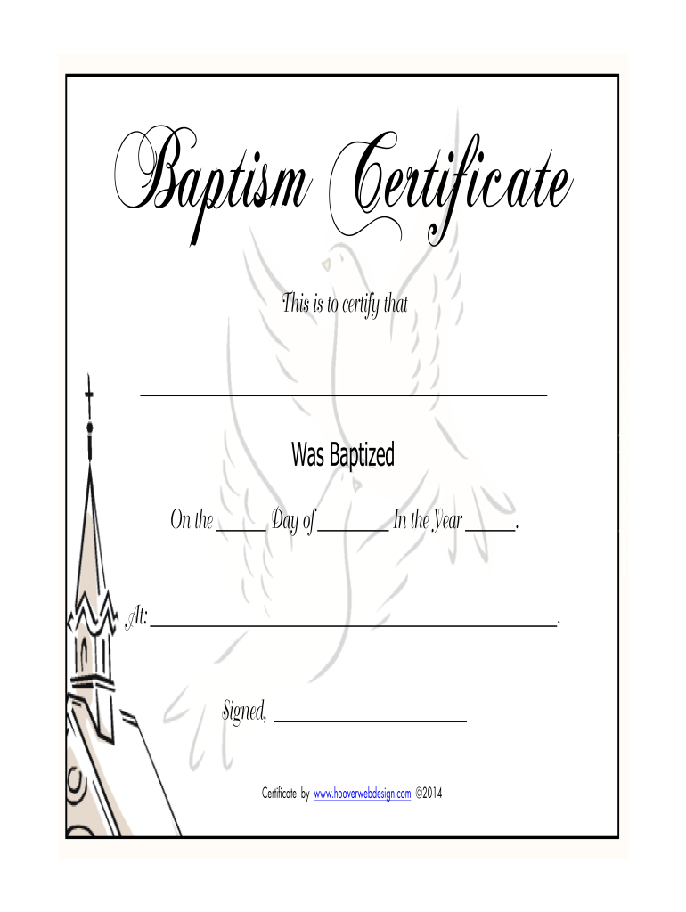 Baptism Certificate - Fill Online, Printable, Fillable, Blank throughout Free Online Printable Baptism Certificates