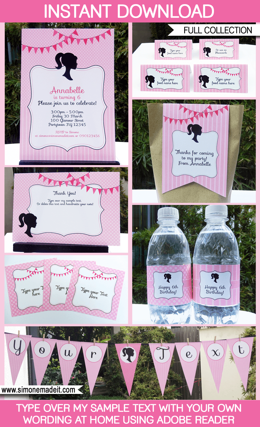 Barbie Party Printables, Invitations &amp;amp; Decorations for Simone Made It Free Printables