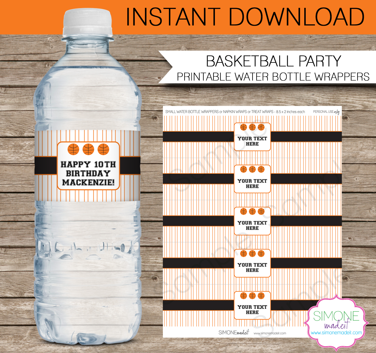 Basketball Party Water Bottle Labels Template throughout Free Printable Basketball Labels