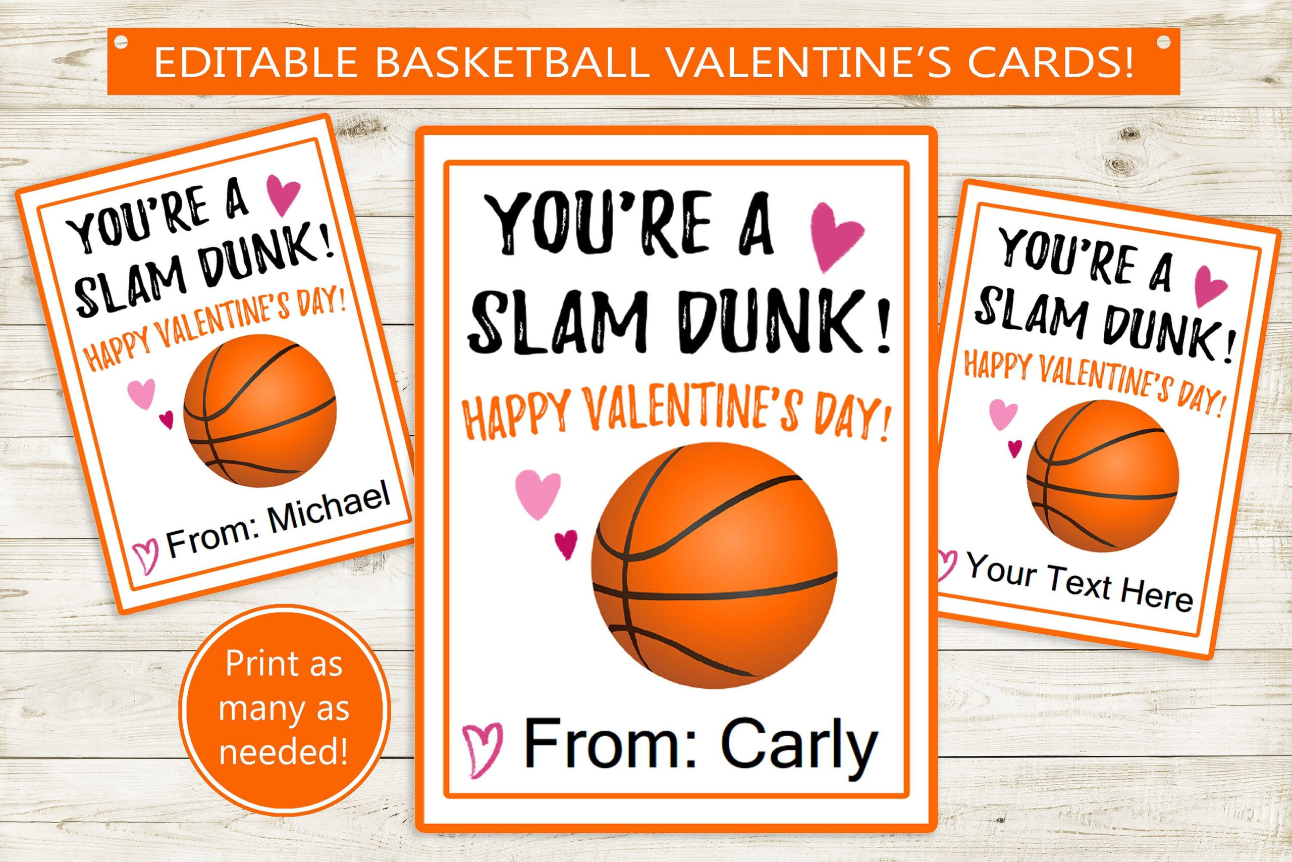 Basketball Printable Valentine&amp;#039;S Day Cards // Instant Download intended for Free Printable Basketball Cards