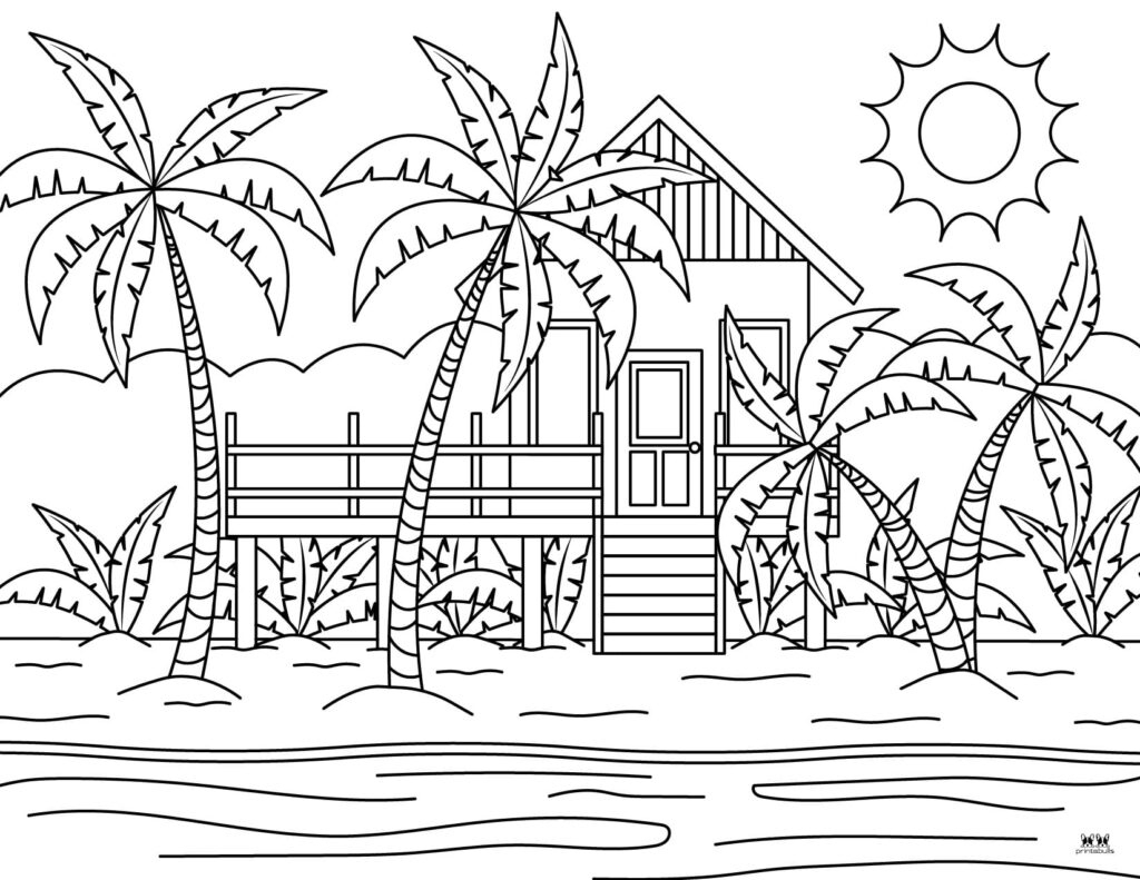 Beach Coloring Pages - 25 Free Pages | Printabulls regarding Free Printable Beach Coloring Pages