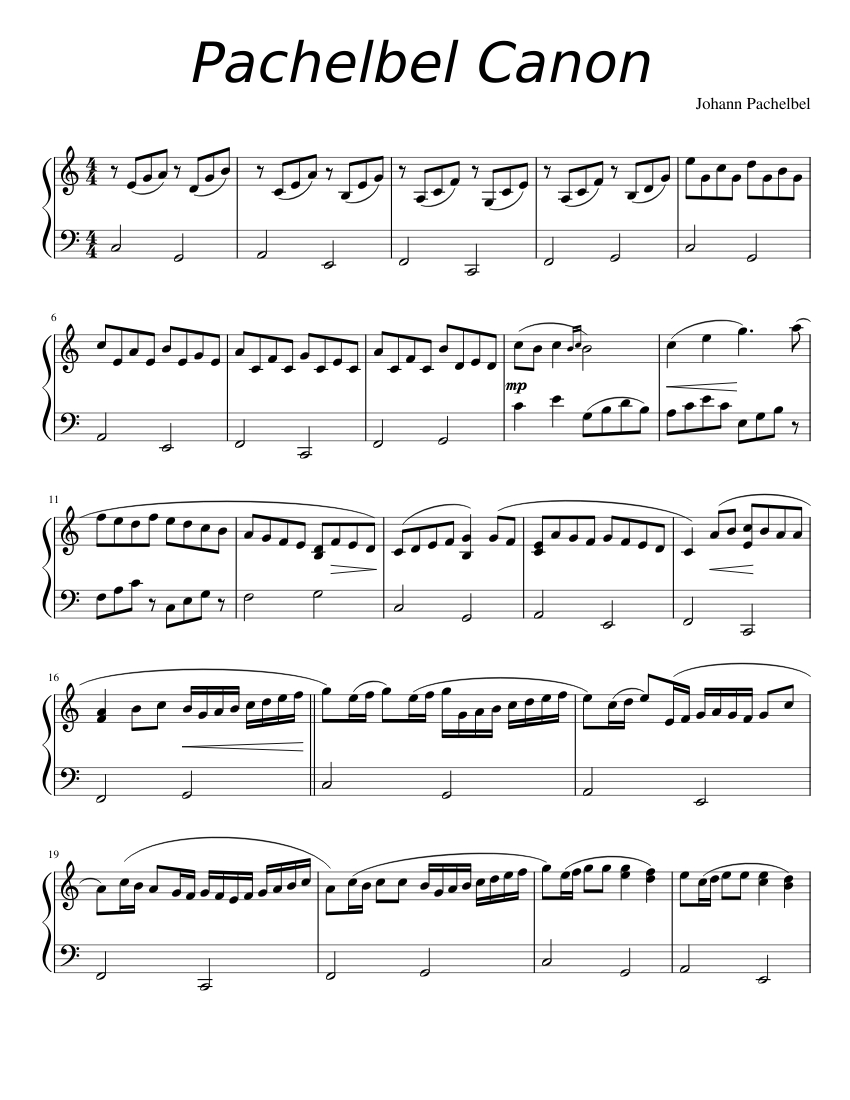 Beautiful Piano Sheet Music: Canon And Gigue In D Major pertaining to Canon In D Piano Sheet Music Free Printable