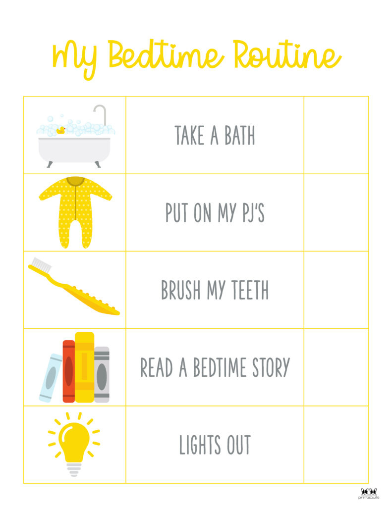 Bedtime Routine Charts - 20 Free Printables | Printabulls pertaining to Free Printable Bedtime Routine Chart