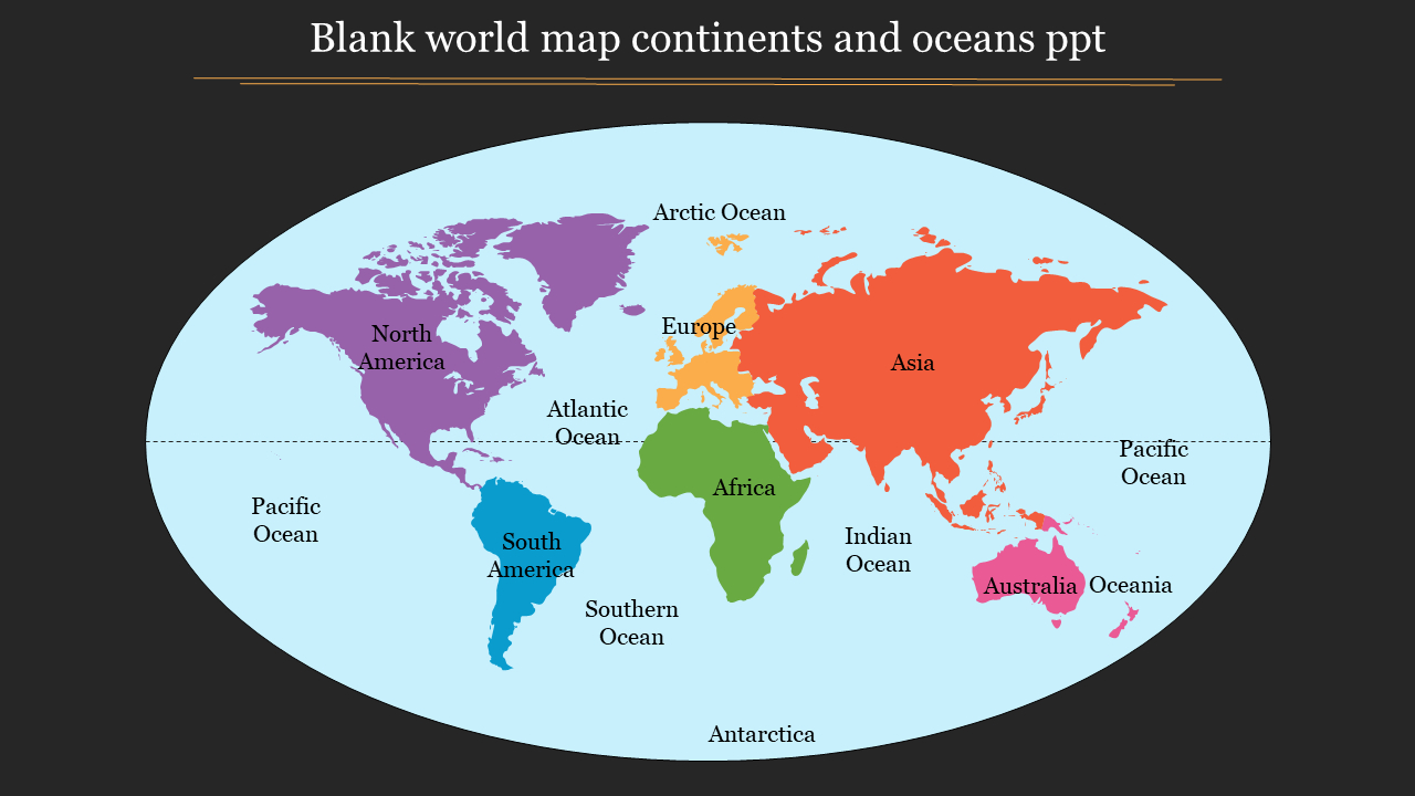 Best Blank World Map Continents &amp;amp; Oceans Ppt &amp;amp; Google Slides pertaining to Free Printable Map of Continents and Oceans