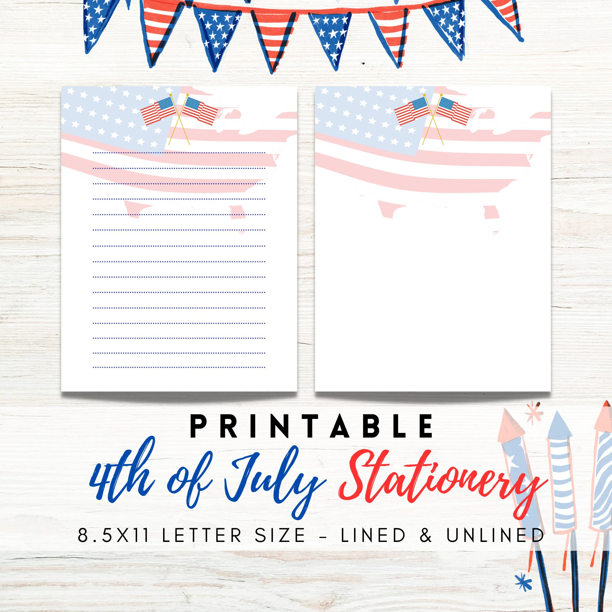 Best Value 4Th Of July Printable Stationery -Instant Download Writing Journal Pages, Celebrate Independence Day, Patriotic Design Letter Pdf with regard to Free Printable 4Th Of July Stationery