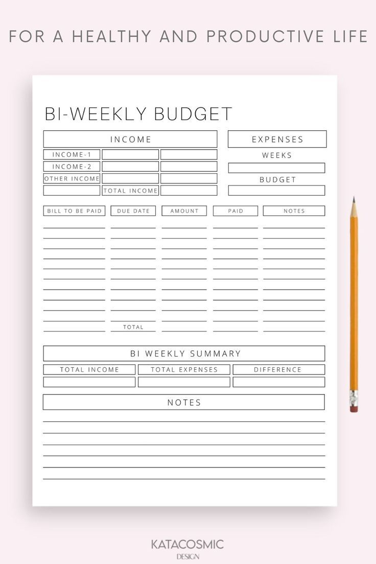 Bi-Weekly Budget Planner, Printable, Budgetbi-Weekly, Us with regard to Free Printable Bi Weekly Budget Template