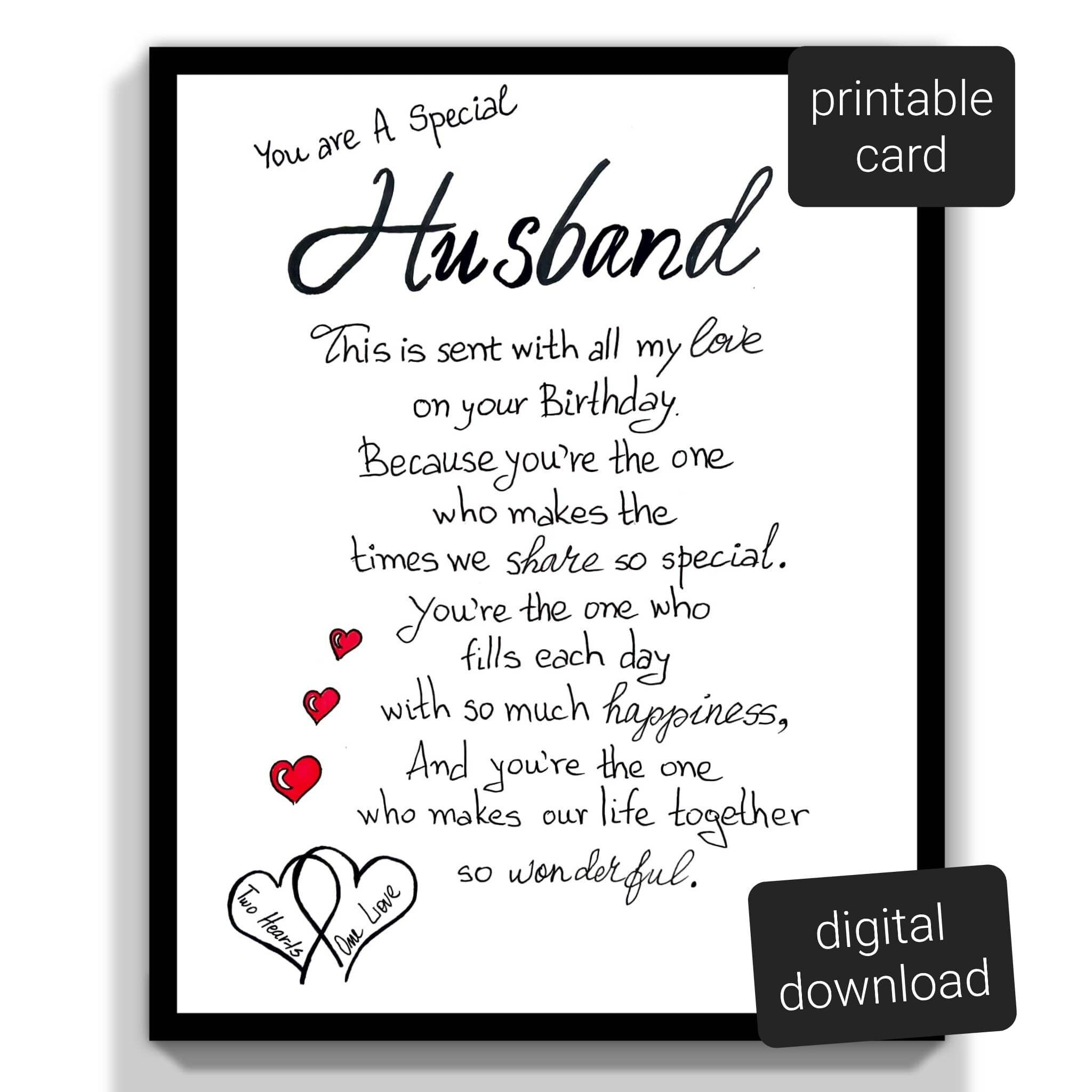 Birthday Husband Printable Card. To My Husband Birthday Card pertaining to Free Printable Birthday Cards for Husband