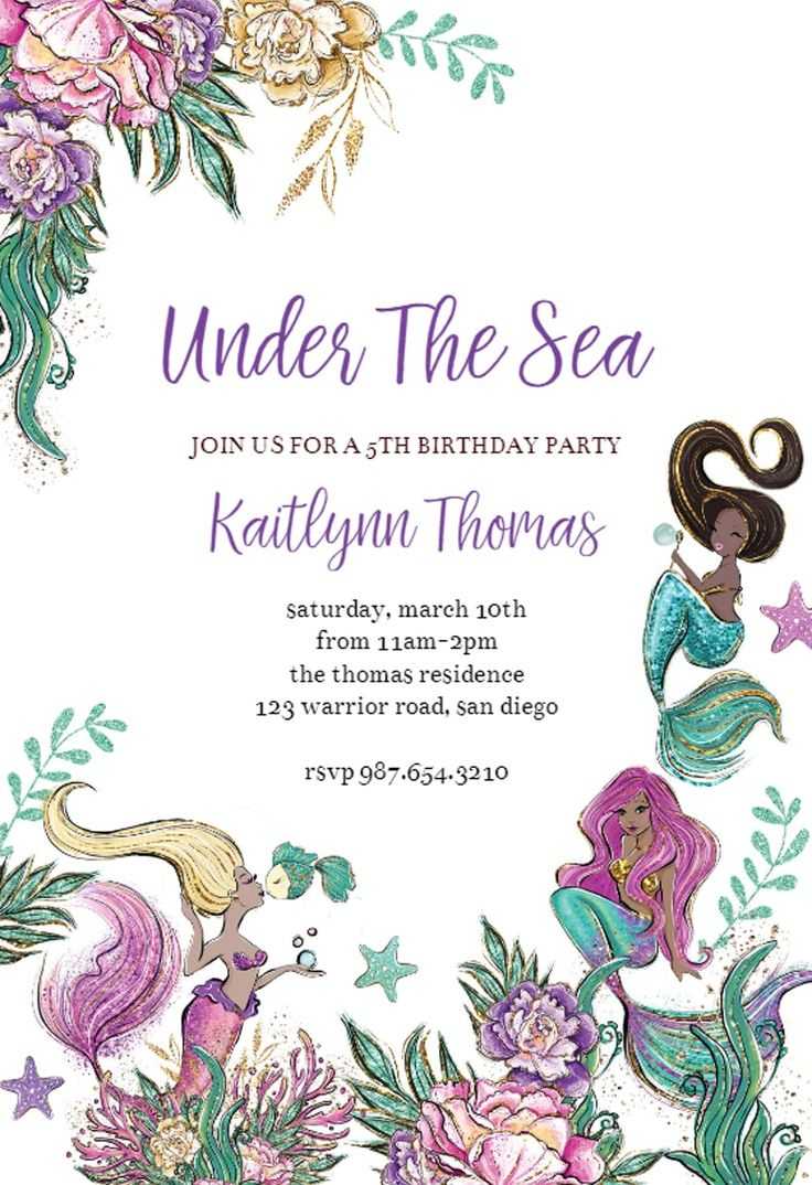 Birthday Invitation Template (Free) | Greetings Island | Mermaid intended for Greetings Island Free Printable Invitations