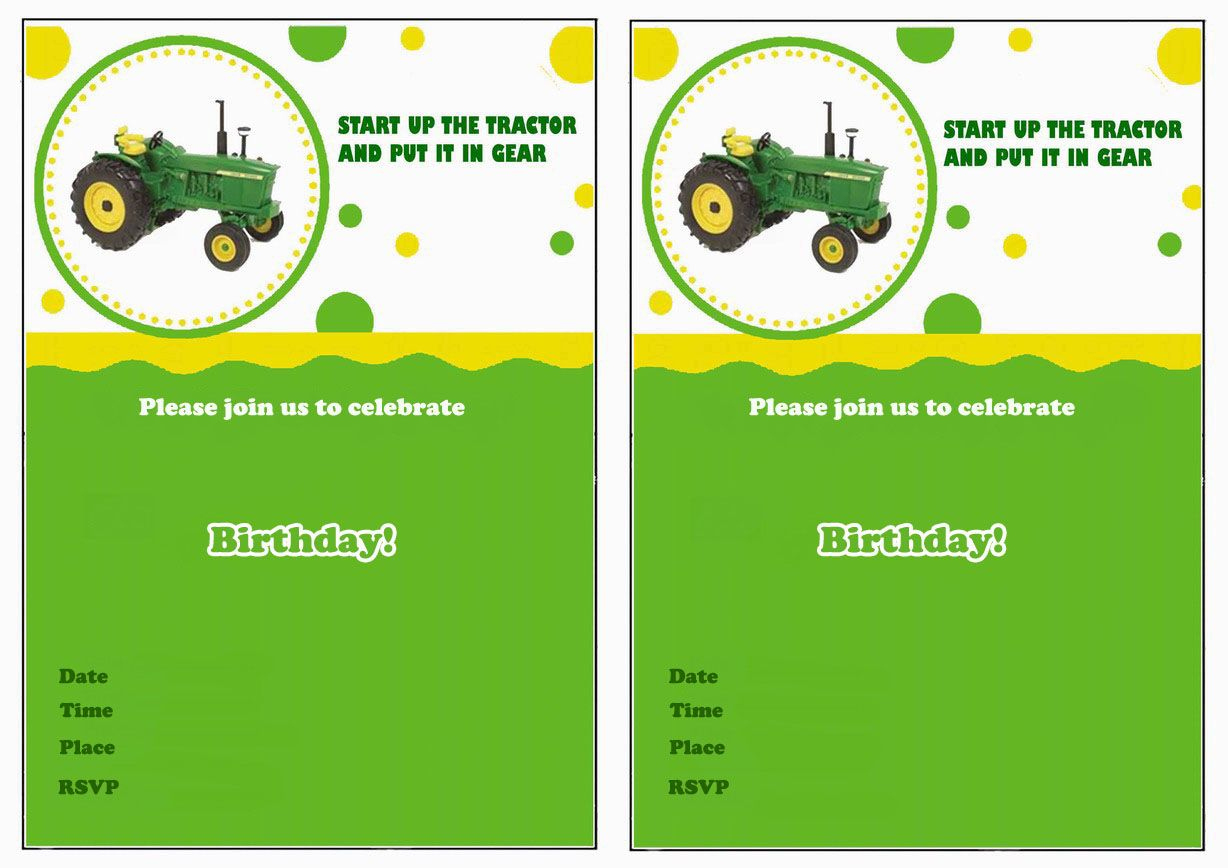 Birthdaytheme | Printable Birthday Invitations, Tractor with Free Printable John Deere Birthday Invitations