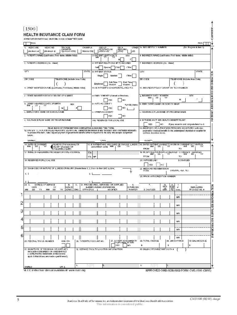 Blank Cms 1500 Form Fillable - Fill Online, Printable, Fillable inside Free Printable Cms 1500 Form 02-12