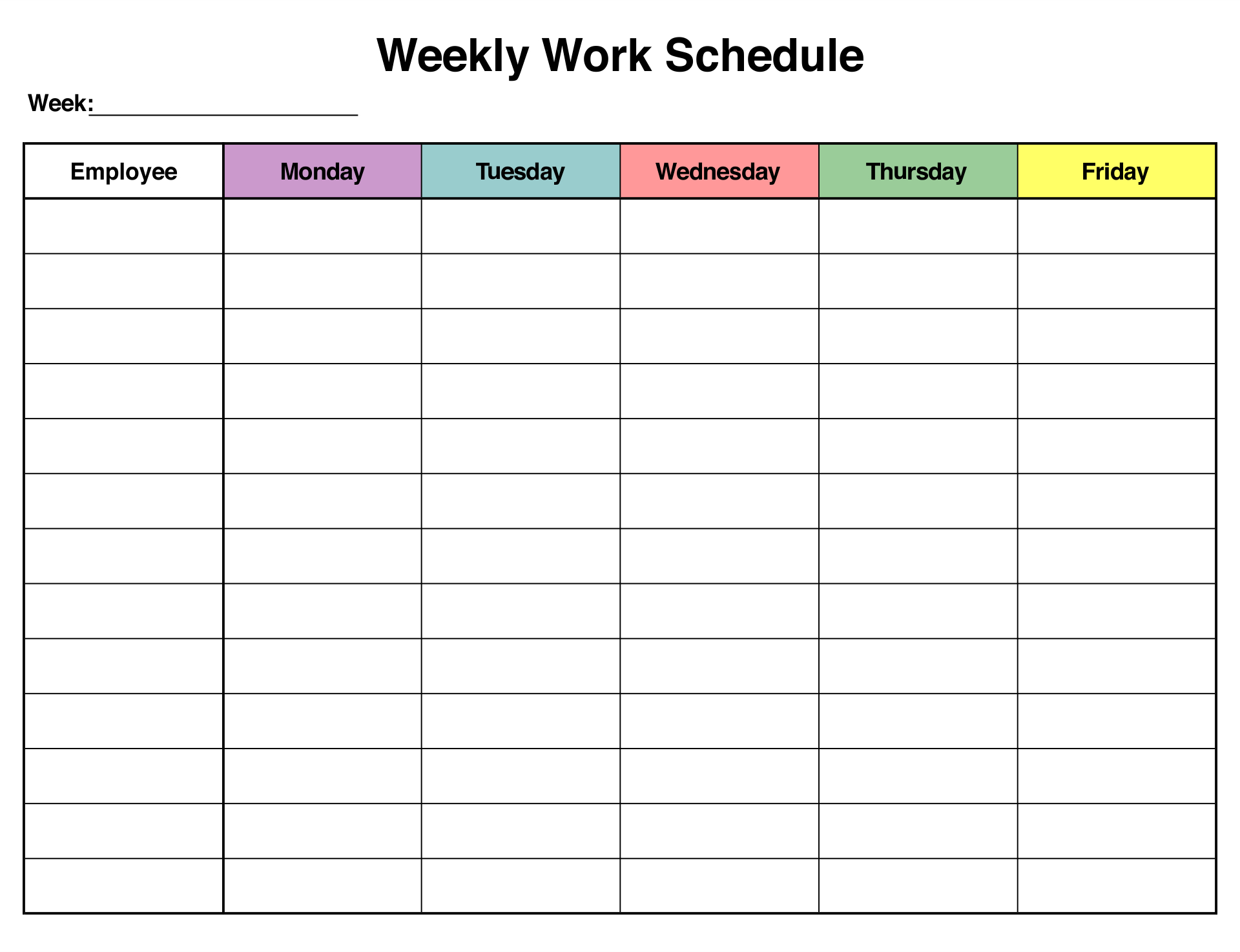 Blank Monthly Work Schedule Template | Weekly Schedule Template intended for Free Printable Work Schedule Maker