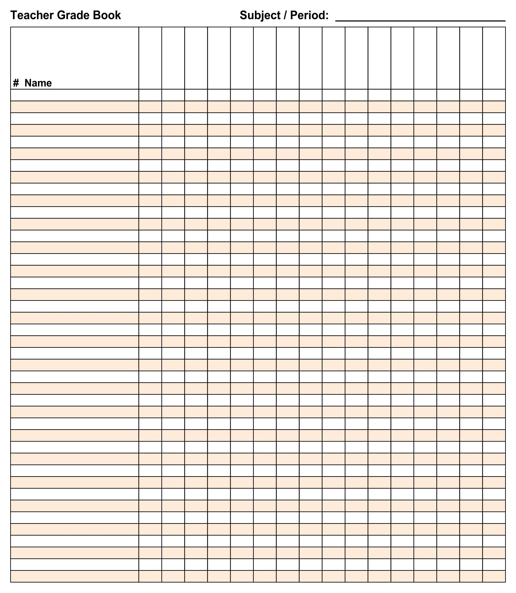 Blank Printable Grade Sheets For Teachers | Teacher Grade Book with regard to Free Printable Gradebook Sheets for Teachers