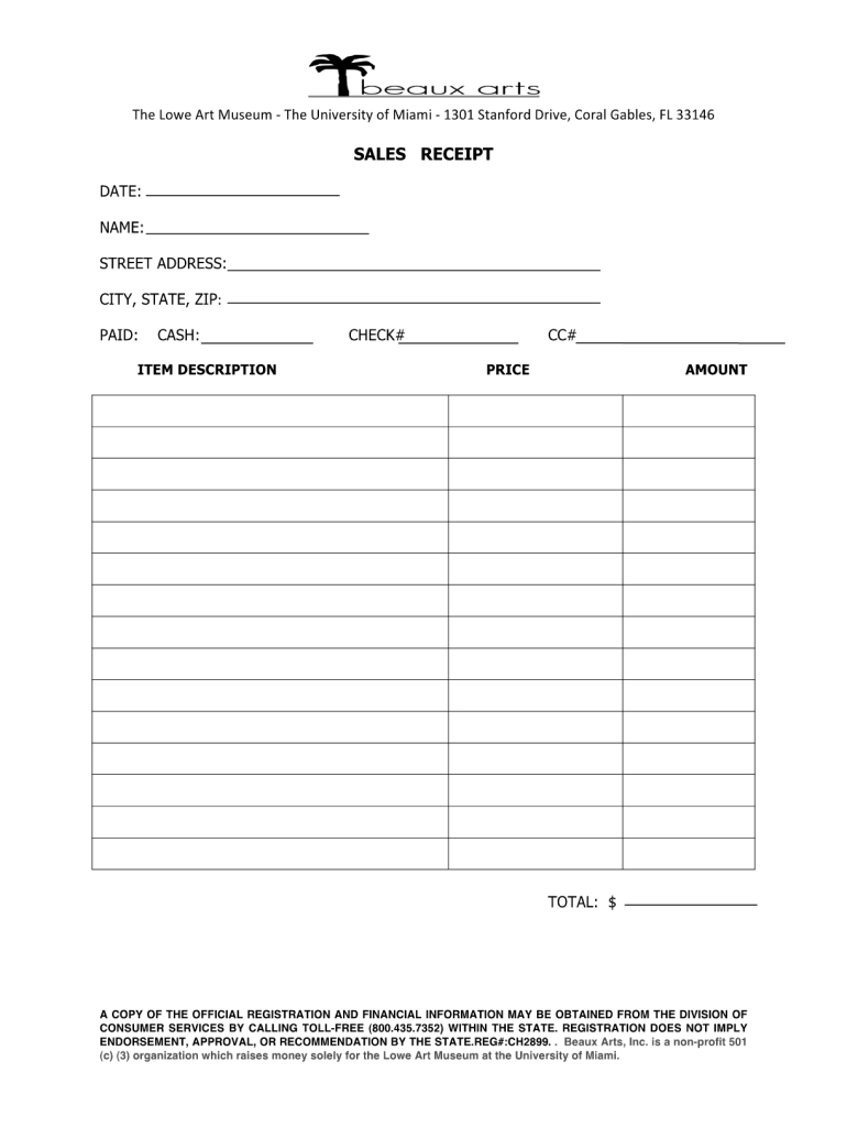 Blank Sales Receipt - Fill Online, Printable, Fillable, Blank regarding Free Printable Sales Receipt Form