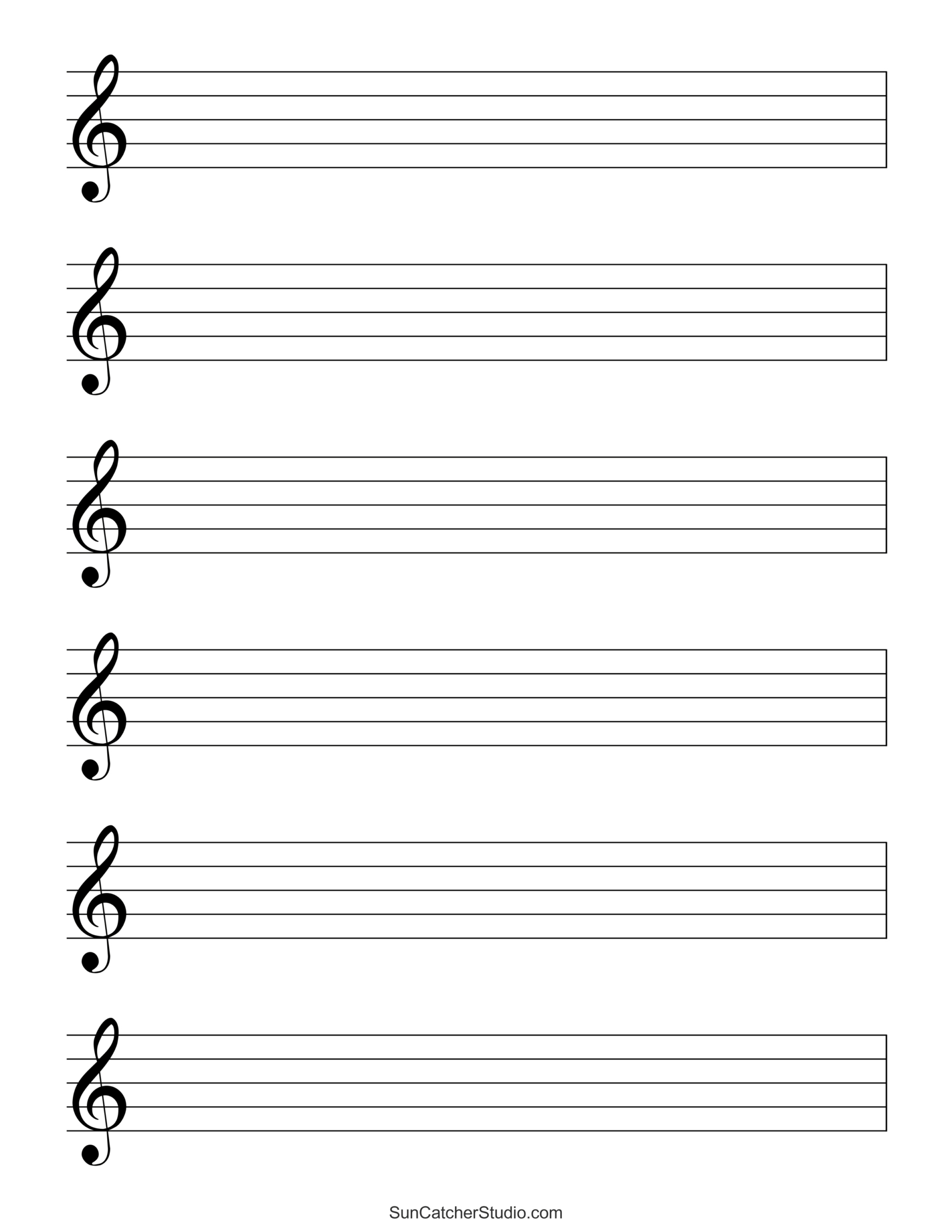 Blank Sheet Music (Free Printable Staff Paper) – Diy Projects with Free Printable Music Staff