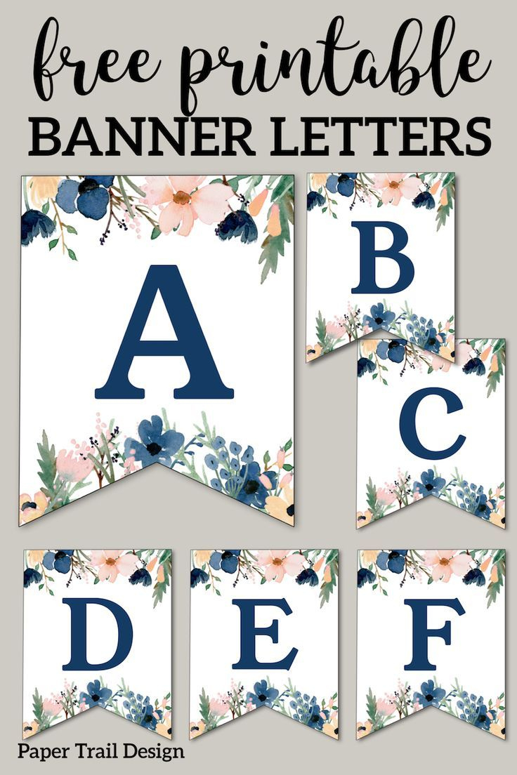 Blue &amp;amp; Pink Floral Banner Letters Free Printable - Paper Trail for Free Printable Banner Letters