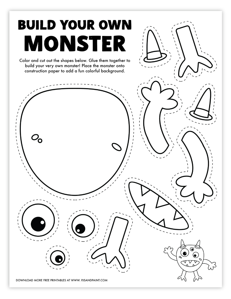 Build Your Own Monster - Free Printable Coloring Page For Kids within Free Printable Monster Templates