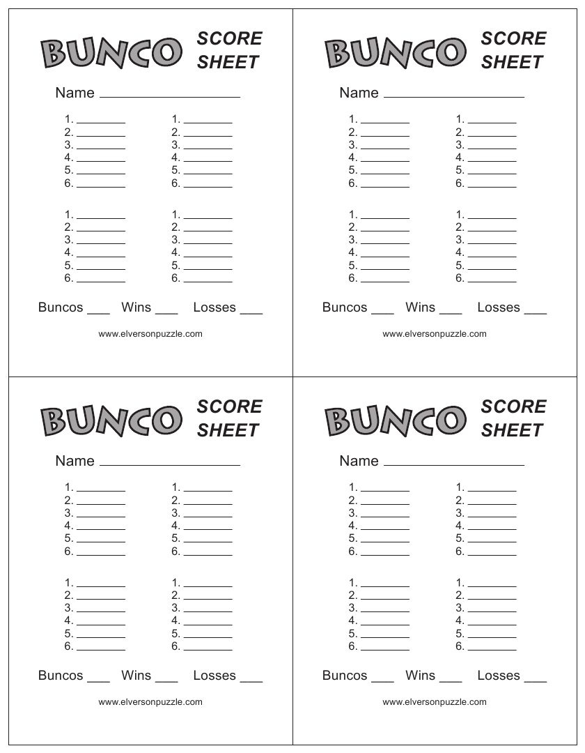 Bunco Score Sheet - Free Download inside Printable Bunco Score Cards Free