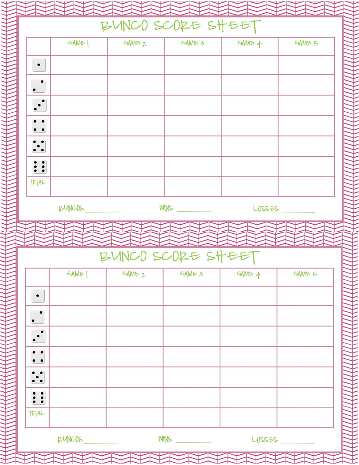 Bunco Score Sheets For Every Month in Printable Bunco Score Cards Free