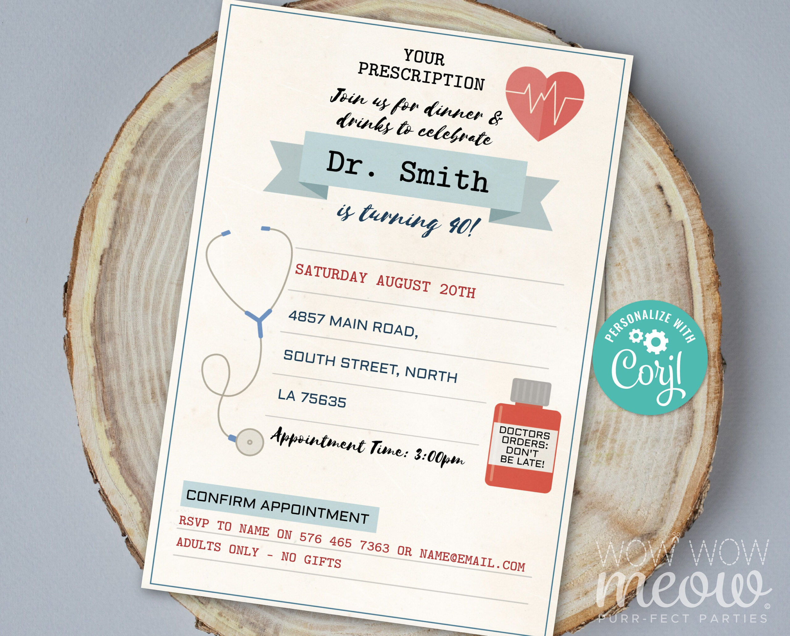 Buy Doctor Invitation Prescription Invite Dr. Birthday Party throughout Doctor Who Party Invitations Printable Free