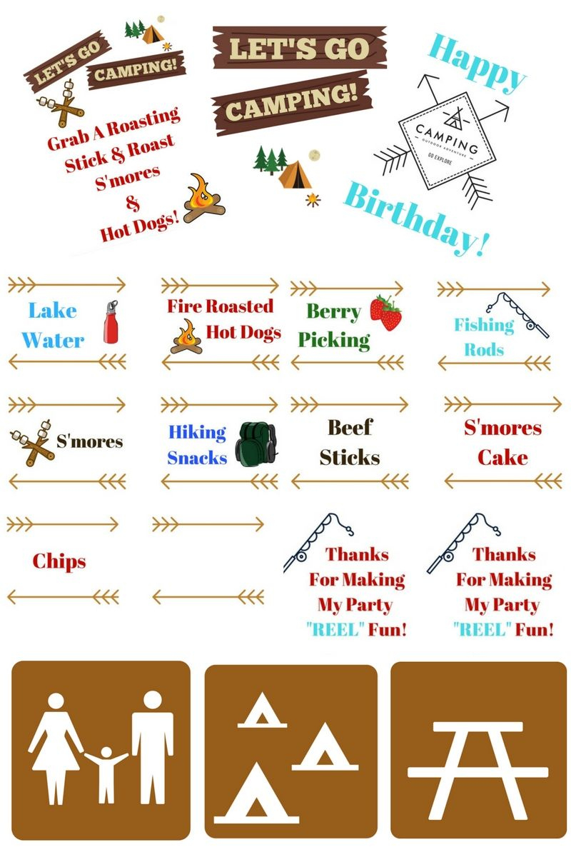 Camping Themed Birthday Party Ideas, Camping Party Food &amp; Free in Free Camping Party Printables