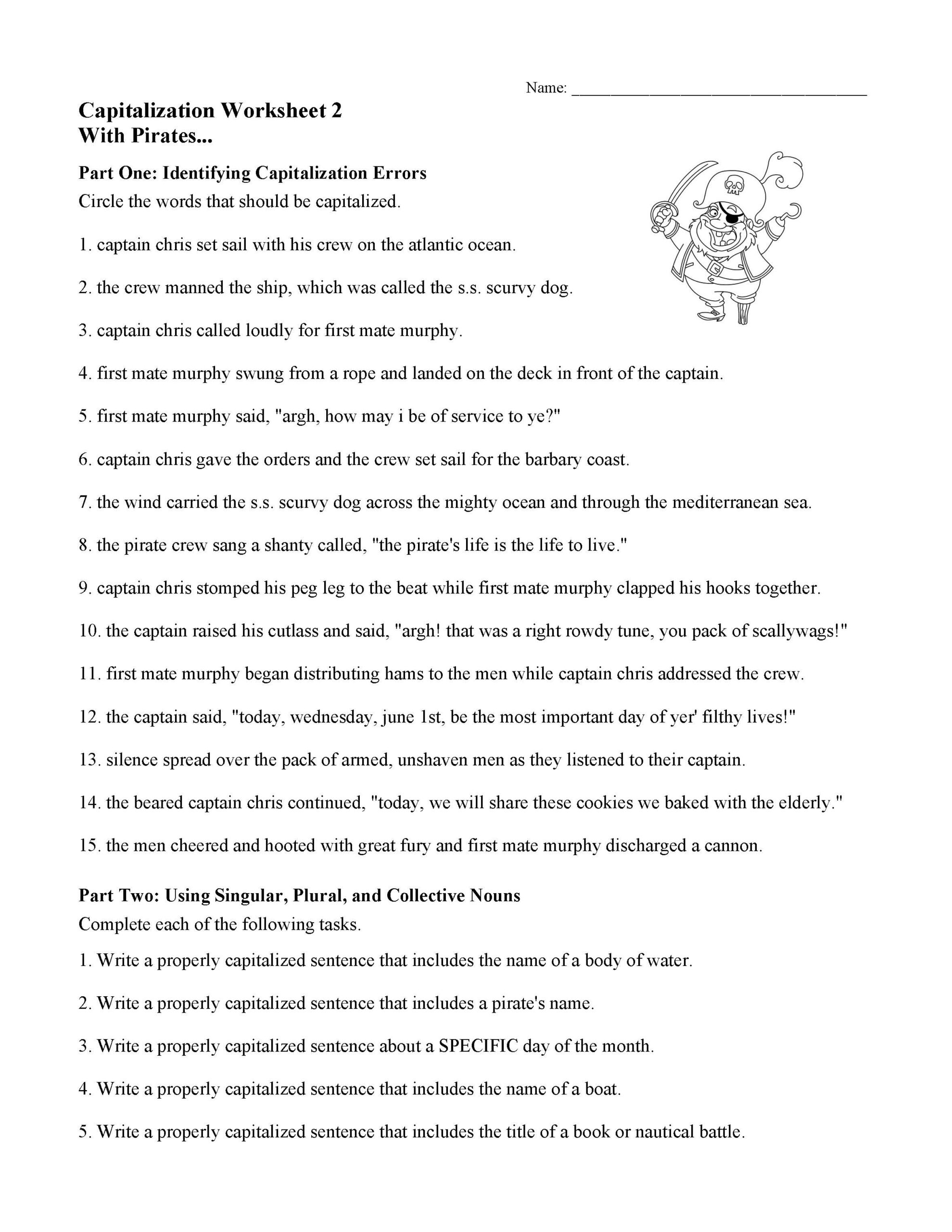 Capitalization Worksheets, Lessons, And Tests | Language Arts with Free Printable Worksheets for Punctuation and Capitalization