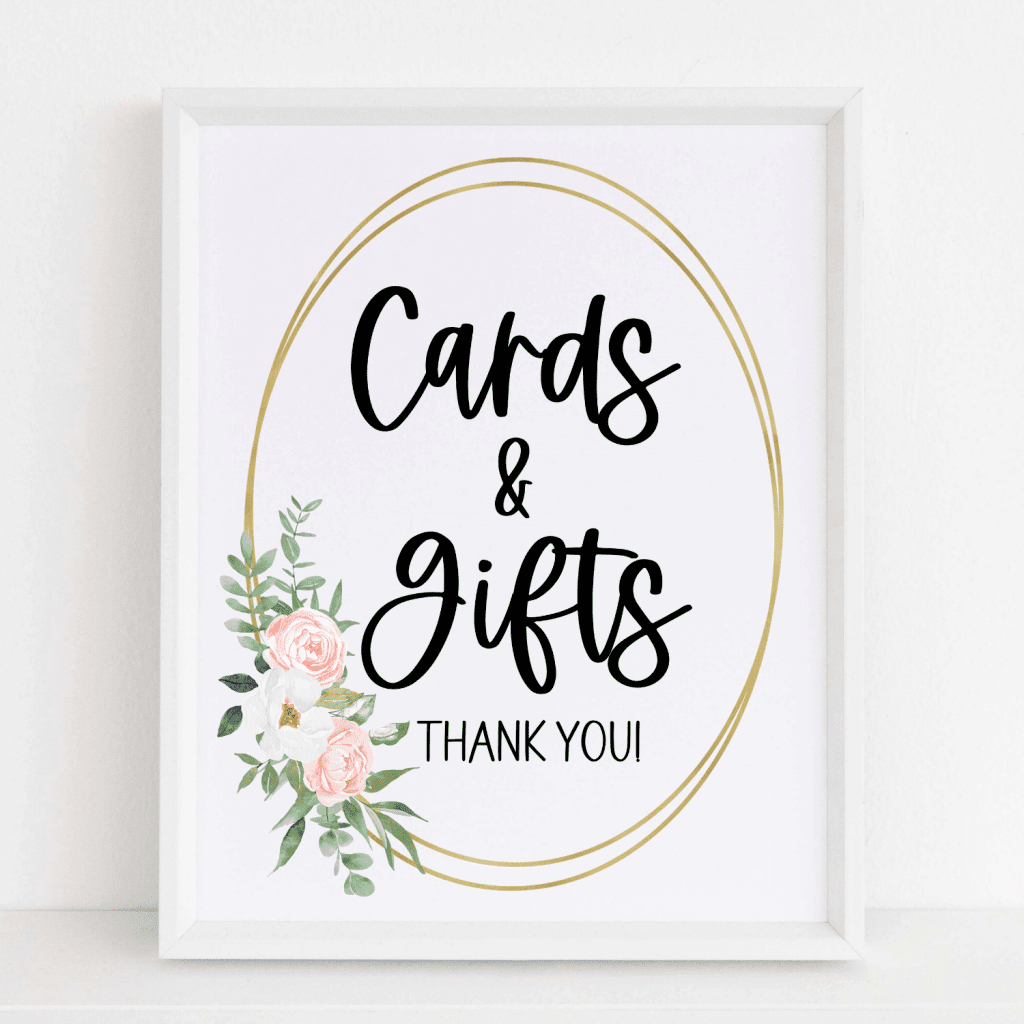 Cards And Gifts Sign (Greenery) - Modern Moh for Cards Sign Free Printable