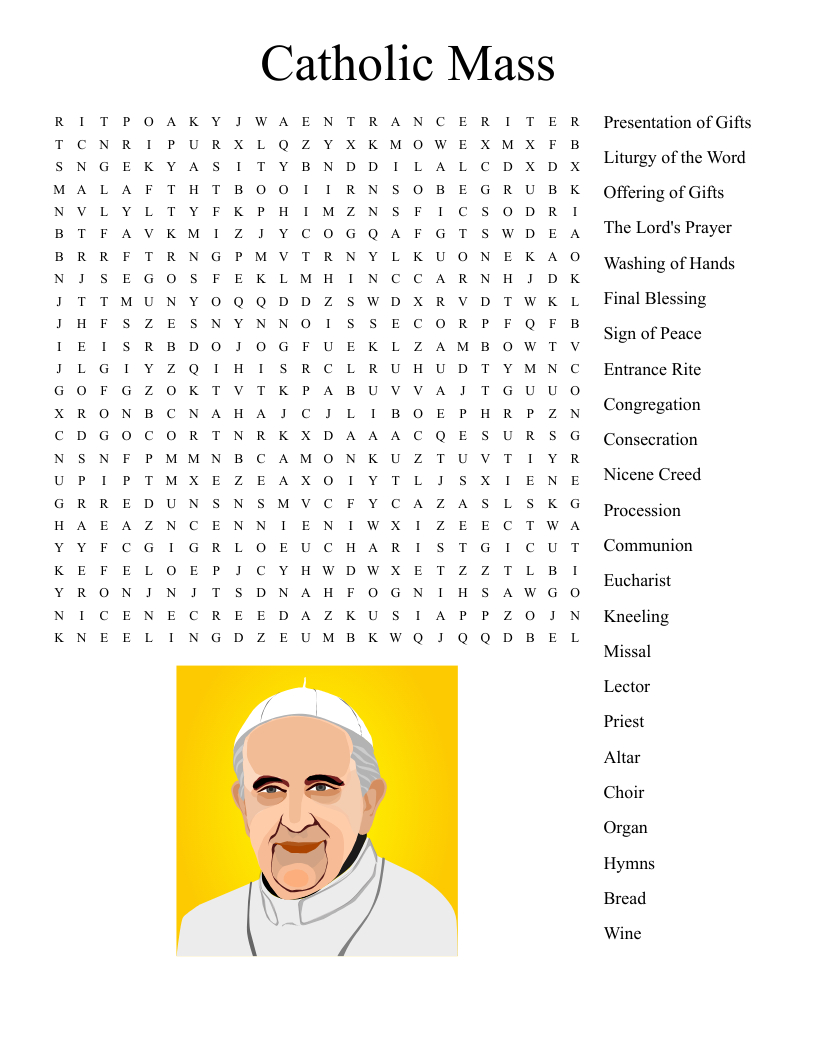 Catholic Mass Word Search - Wordmint inside Free Printable Catholic Word Search