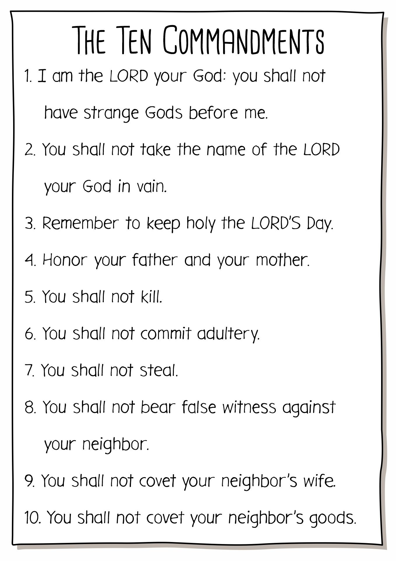 Catholic Ten Commandments For Kids Printable | 10 Commandments regarding Free Catholic Ten Commandments Printable