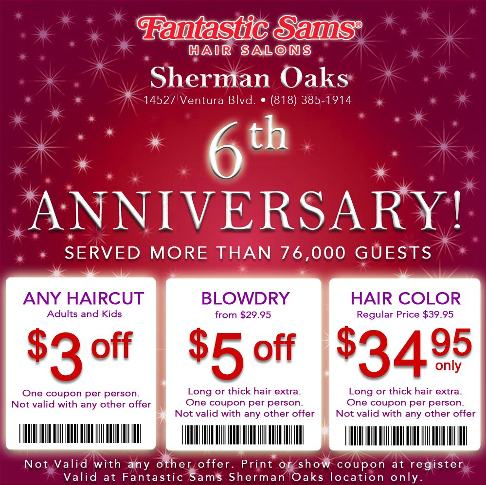 Celebrate Our 6Th Year Anniversary With Savings For The Whole pertaining to Free Printable Coupons For Fantastic Sams