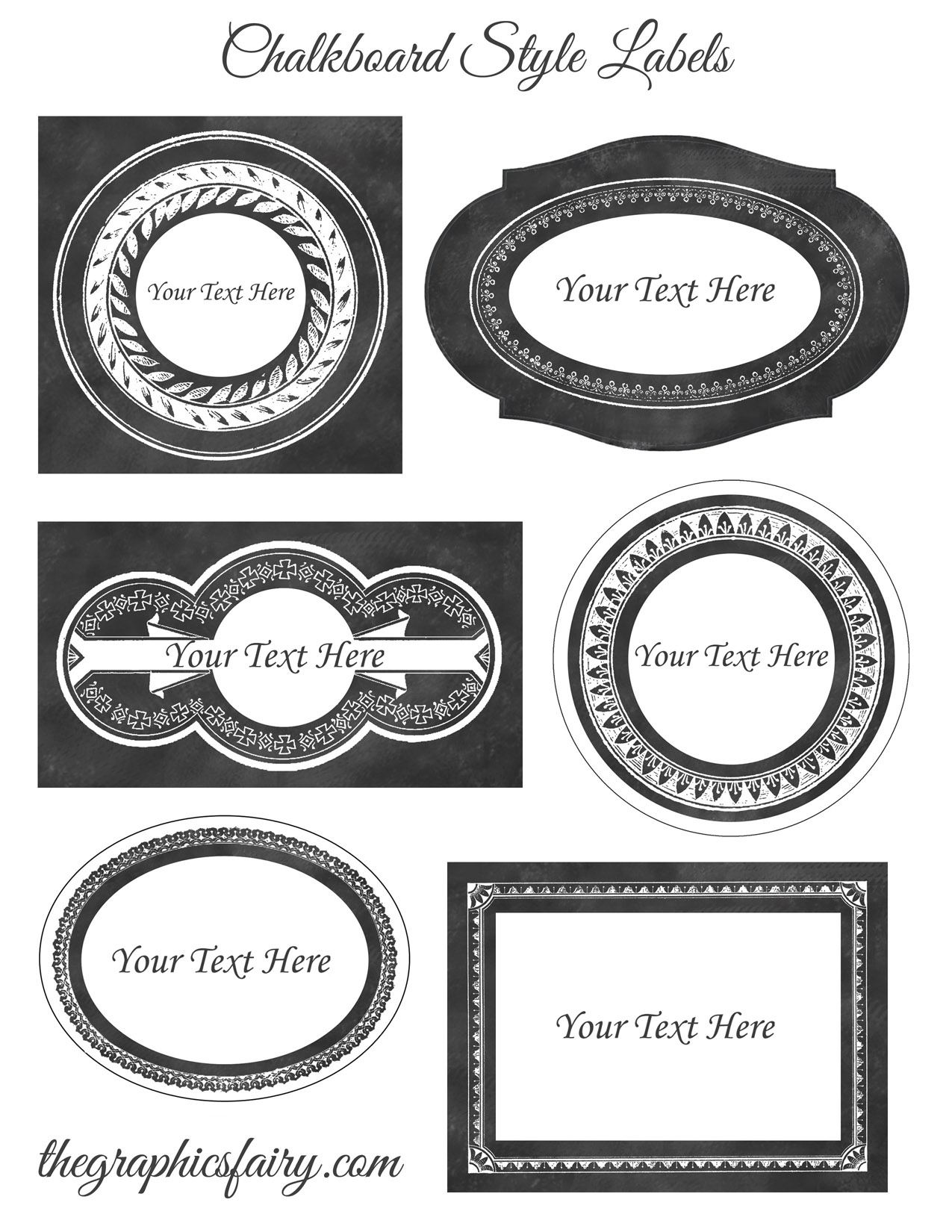 Chalkboard Style Printable Labels - Editable! - The Graphics Fairy inside Free Customizable Printable Labels