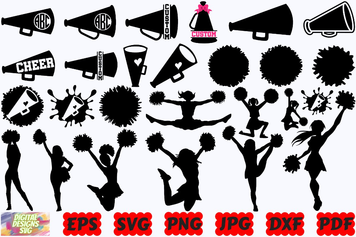 Cheer Silhouette | Cheer Cut Files | Cheer Clipart | Vector pertaining to Free Printable Cheerleading Clipart