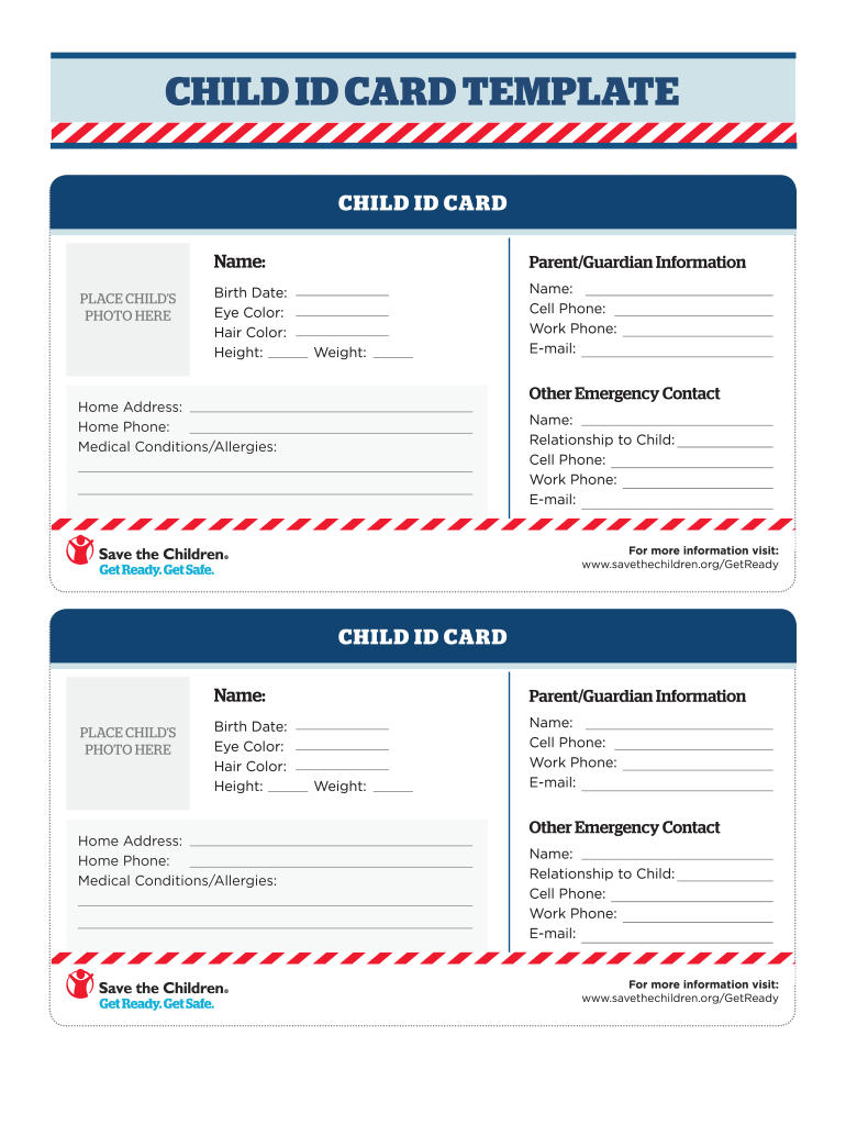 Child Emergency Card Template - Fill Online, Printable, Fillable intended for Free Printable Child Identification Card